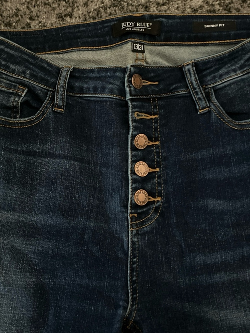 Judy‎ Blue Indigo Button-Front High-Rise Skinny Jeans